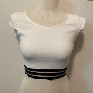 White Crop Top with black detailing